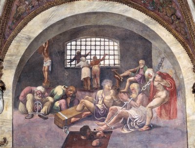 Scene Showing that Those Born Under the Sign of Sagittarius in Conjunction with the Setting Constellation of Arcturus Will Be Led to Commit Grave Crimes, Symbolised by Shackled Prisoners by Giulio Romano